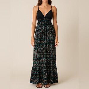 Kismet Black and Green Resort Maxi Dress